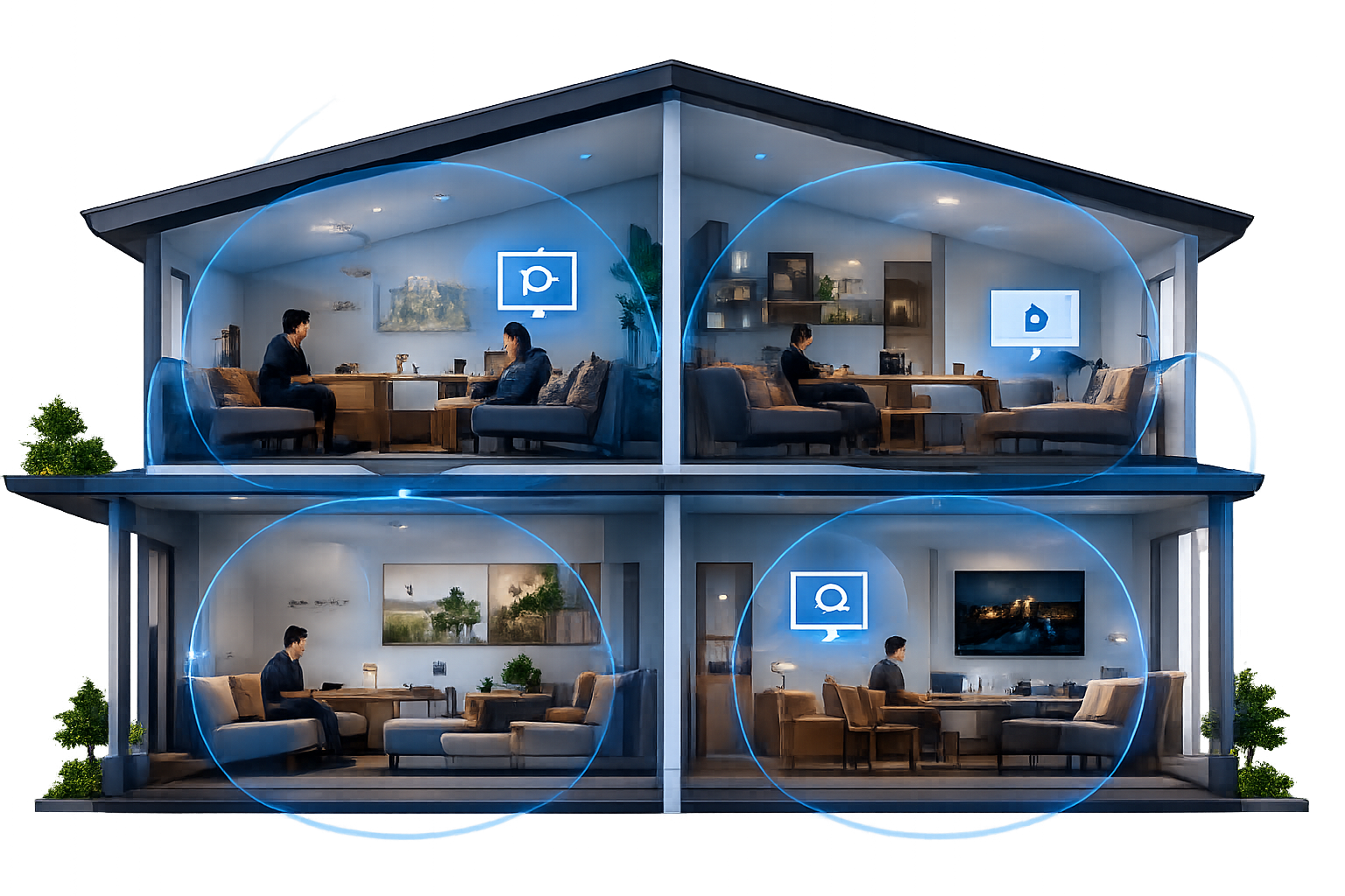 Casa com cobertura Wi-Fi inteligente